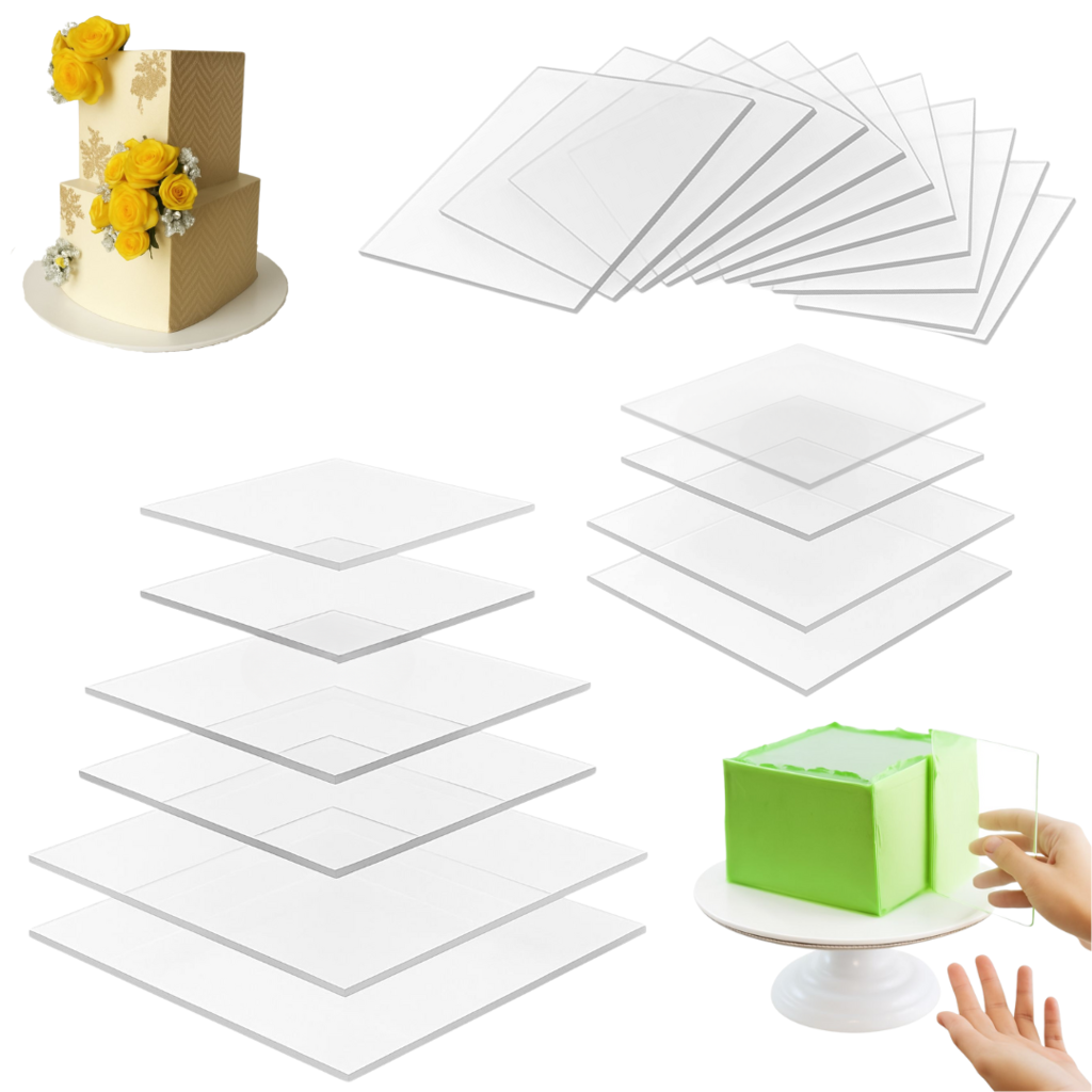 Set de Guías Cuadradas de Acrílico para Torta - 20 piezas