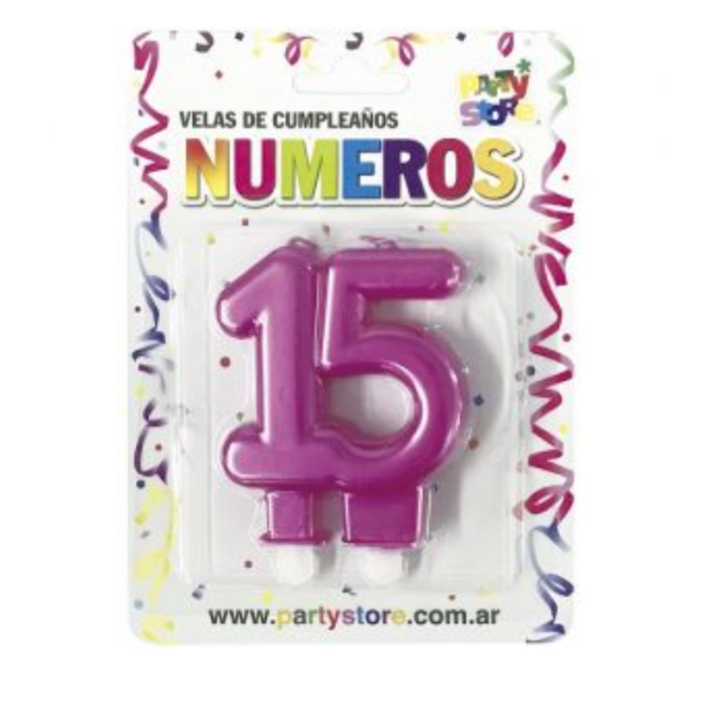 Vela Número Doble Metalizada Rosa 15 Años