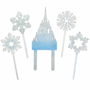 Set Topper “Frozen” Castillo y Copos de Nieve MDF Pintado