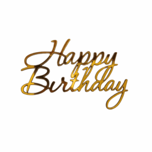 Topper Frontal “Happy Birthday” Plástico Espejado Dorado